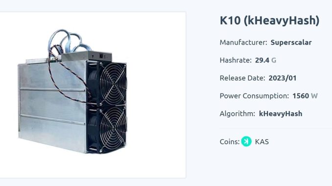 Well that didn't take long... The KASPA ASIC MINER SUPERSCALER K10