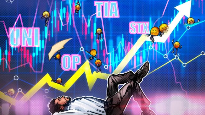 Bitcoin bulls’ run toward $45K could produce tailwinds for UNI, OP, TIA and STX