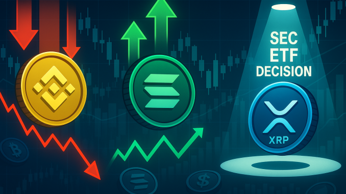 Crypto wrap: BNB dips 10% as SOL tests $200; XRP ETFs updates