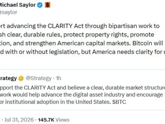 Saylor and Strategy Officially Back CLARITY Act for US Crypto