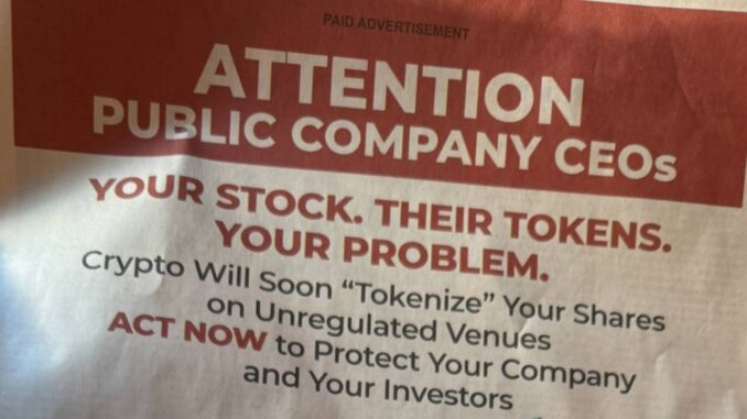 Crypto Leaders Blast Misleading WSJ Ad on Tokenization Risks